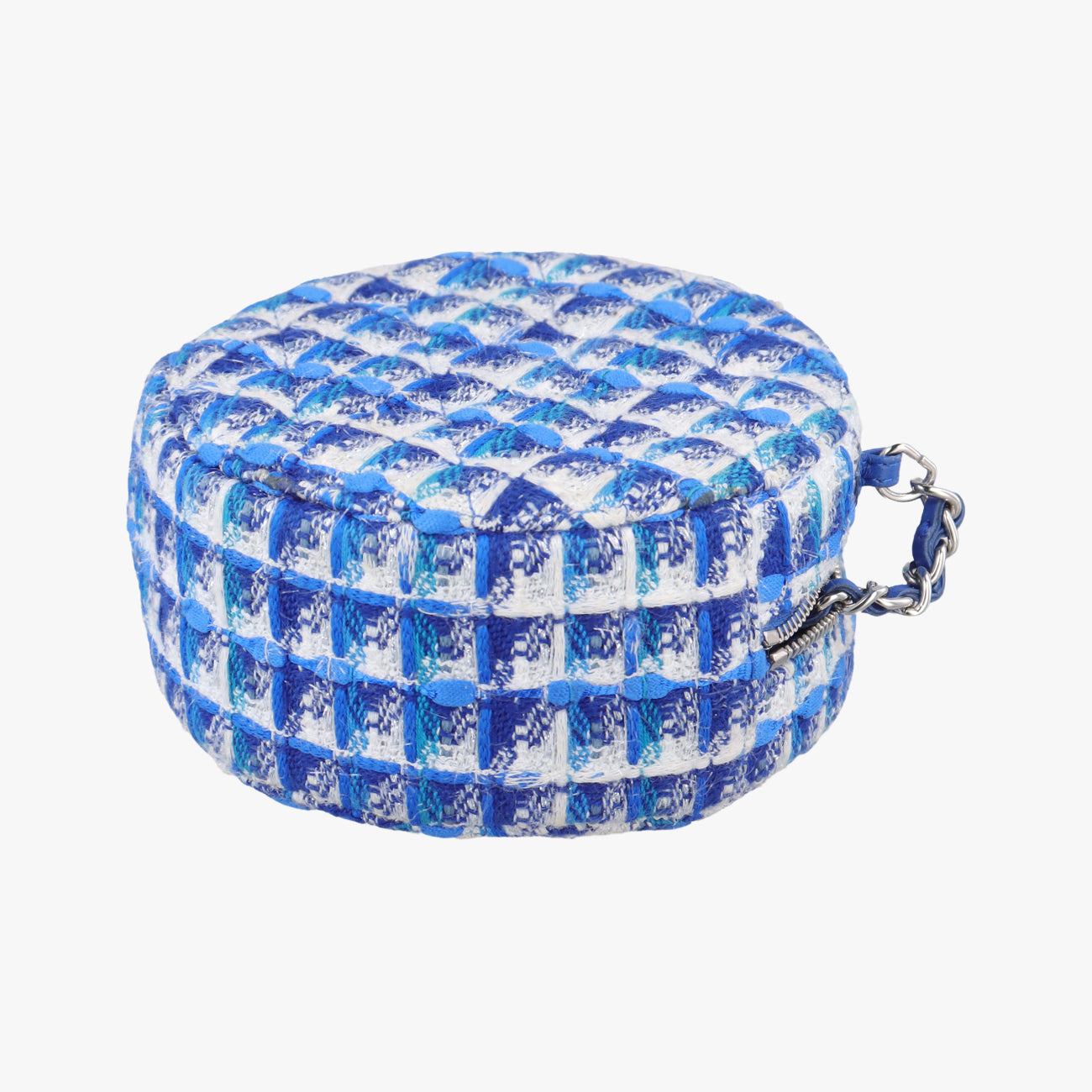Pre-owned Chanel Matelasse Round Blue woolen A70657 shoulderbag | stylenewstar
