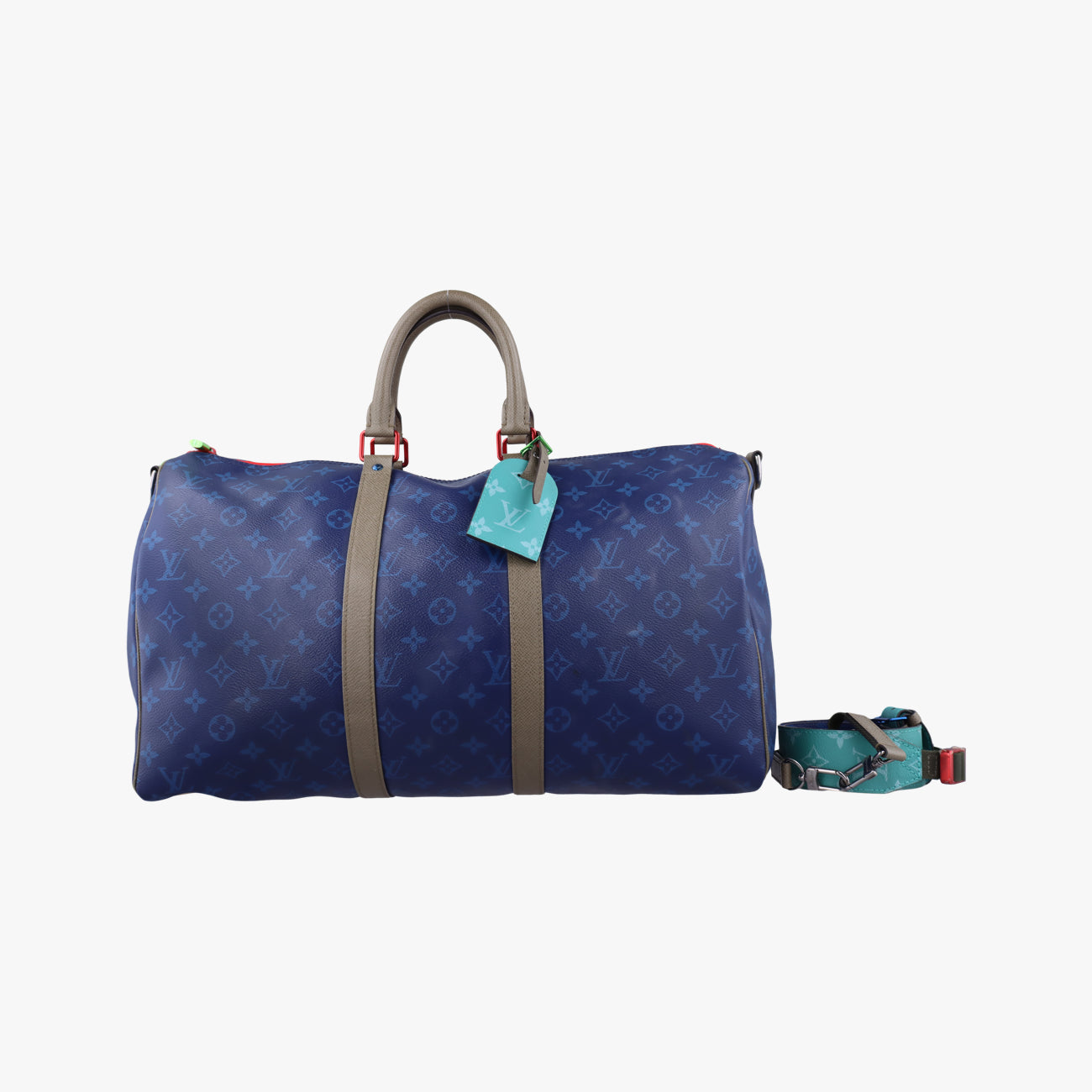 Pre-owned Louis Vuitton Pacific Keepall Bandouliere Blue×Red Leather M43855 shoulderbag | stylenewstar