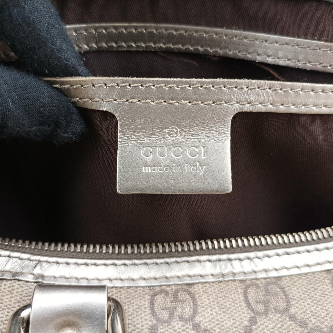 Pre-owned Gucci GG plus Spring Joy GG Supreme beige×silver PVC coated canvas 193603 handbag | stylenewstar