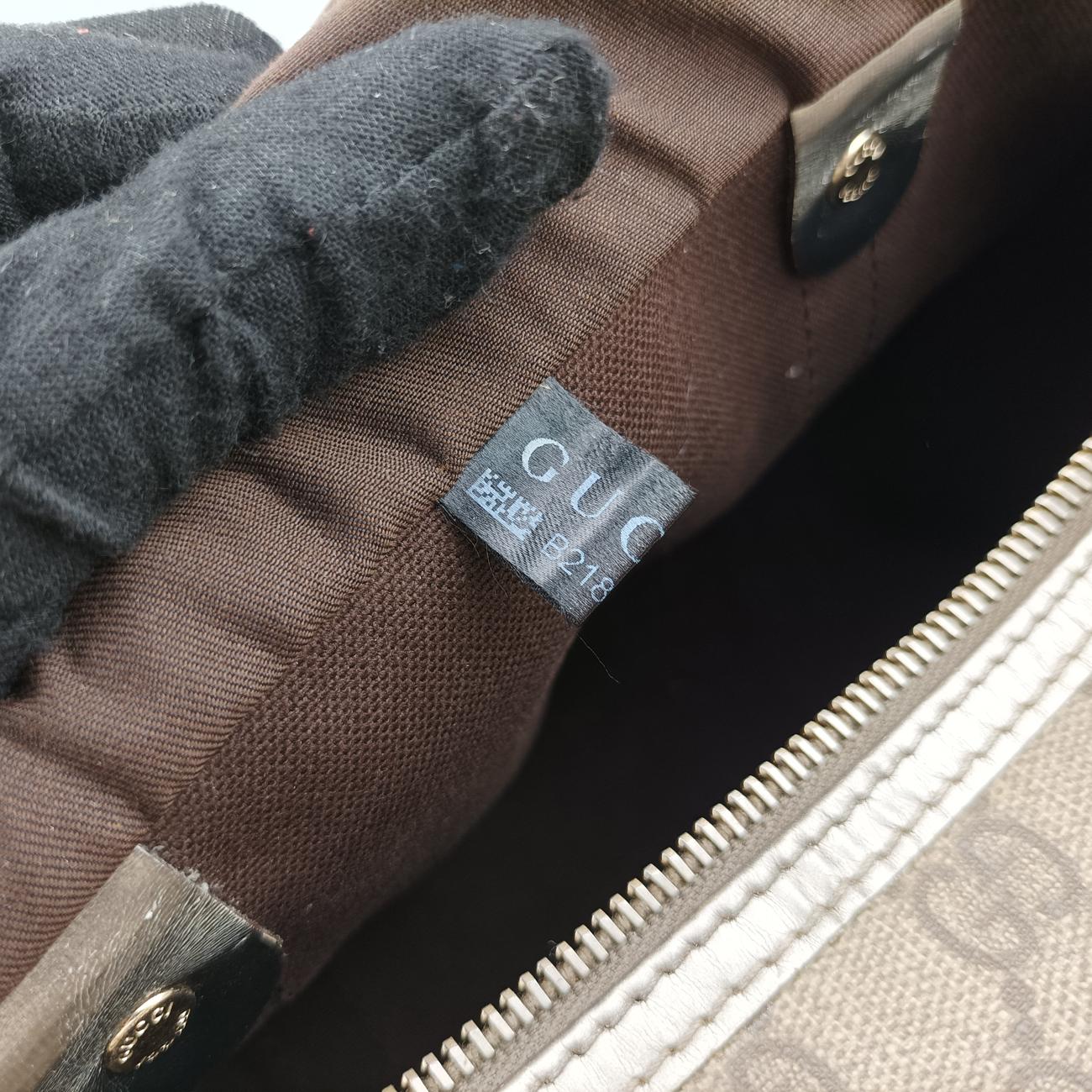 Pre-owned Gucci GG plus Spring Joy GG Supreme beige×silver PVC coated canvas 193603 handbag | stylenewstar