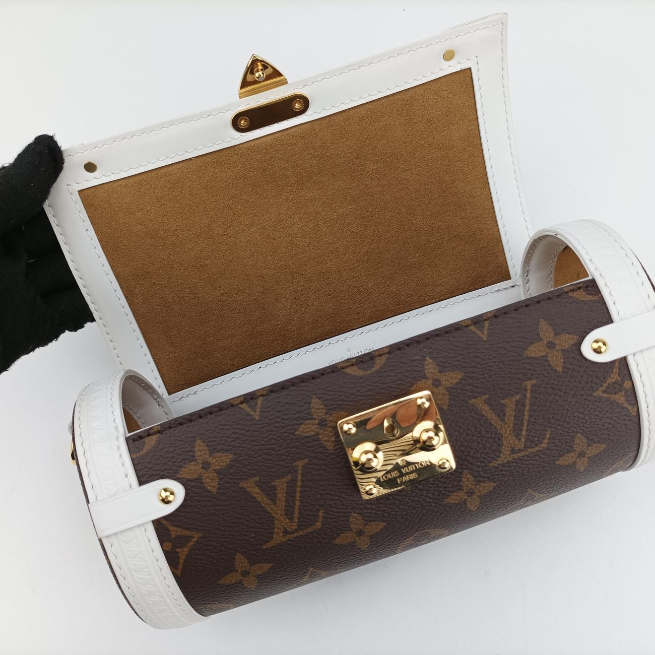 Pre-owned Louis Vuitton Papillon Trunk Brown×white Monogram Canvas×calf leather M81485 shoulderbag | stylenewstar