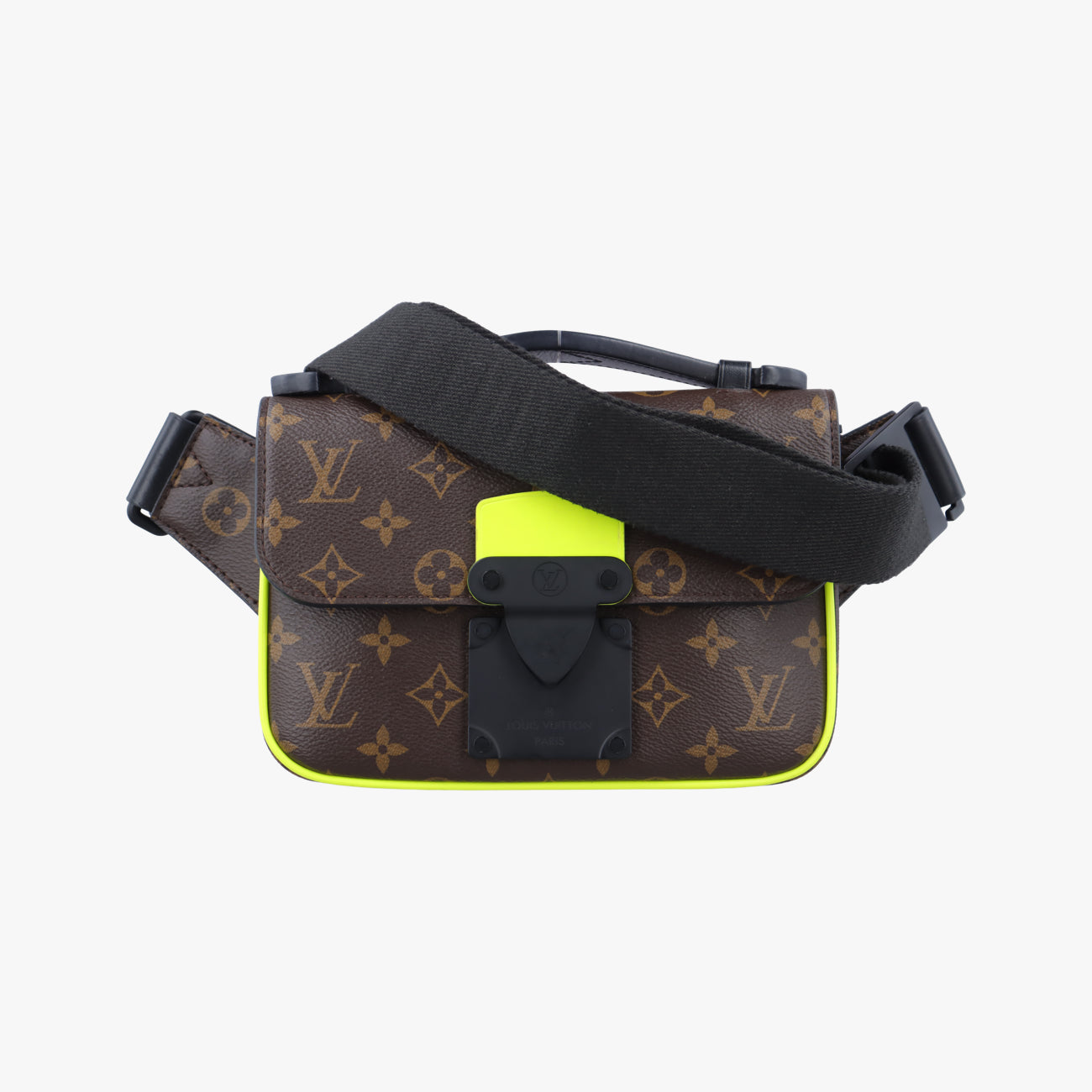 Vintage Louis Vuitton S lock Brown×neon yellow Monogram Canvas M45864 bum bag/waist bag | stylenewstar