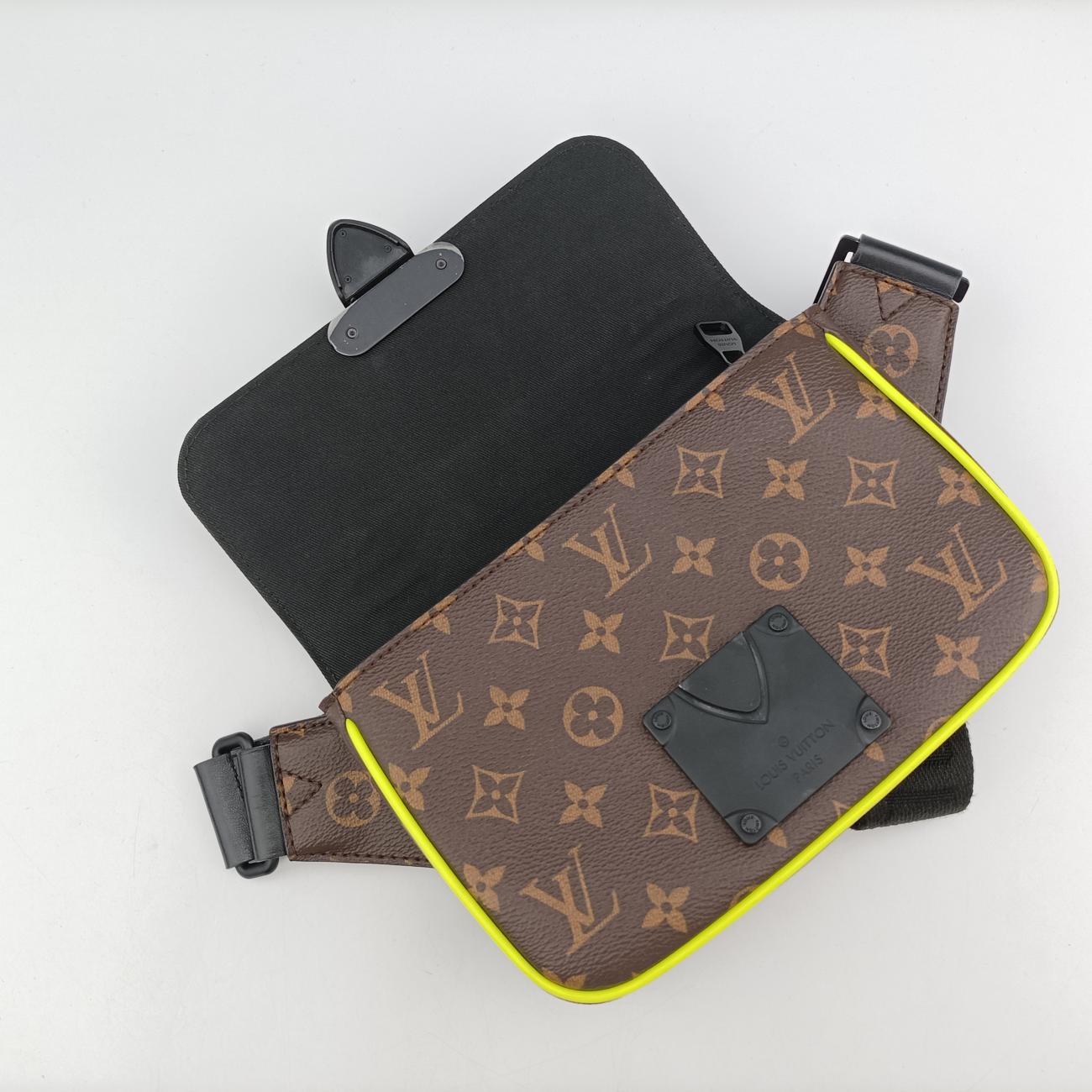 Vintage Louis Vuitton S lock Brown×neon yellow Monogram Canvas M45864 bum bag/waist bag | stylenewstar