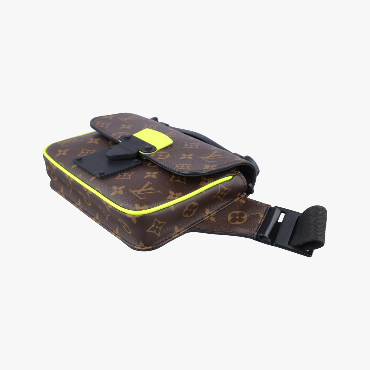 Vintage Louis Vuitton S lock Brown×neon yellow Monogram Canvas M45864 bum bag/waist bag | stylenewstar