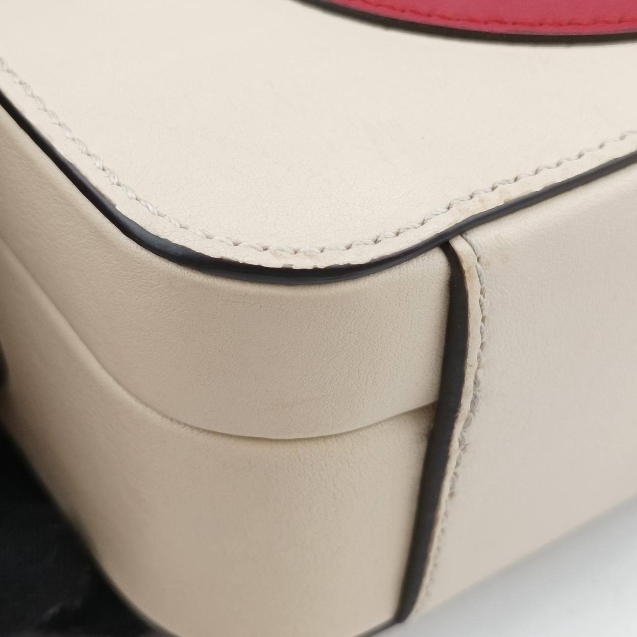 Pre-owned Gucci Interlocking G White×red Leather 658230 shoulderbag | stylenewstar