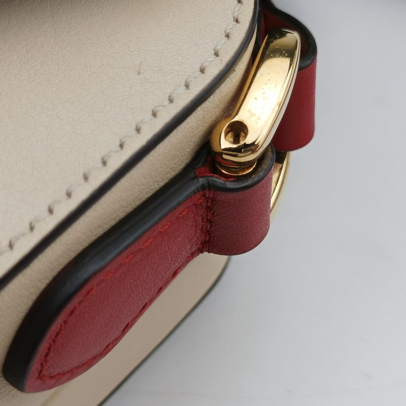 Pre-owned Gucci Interlocking G White×red Leather 658230 shoulderbag | stylenewstar