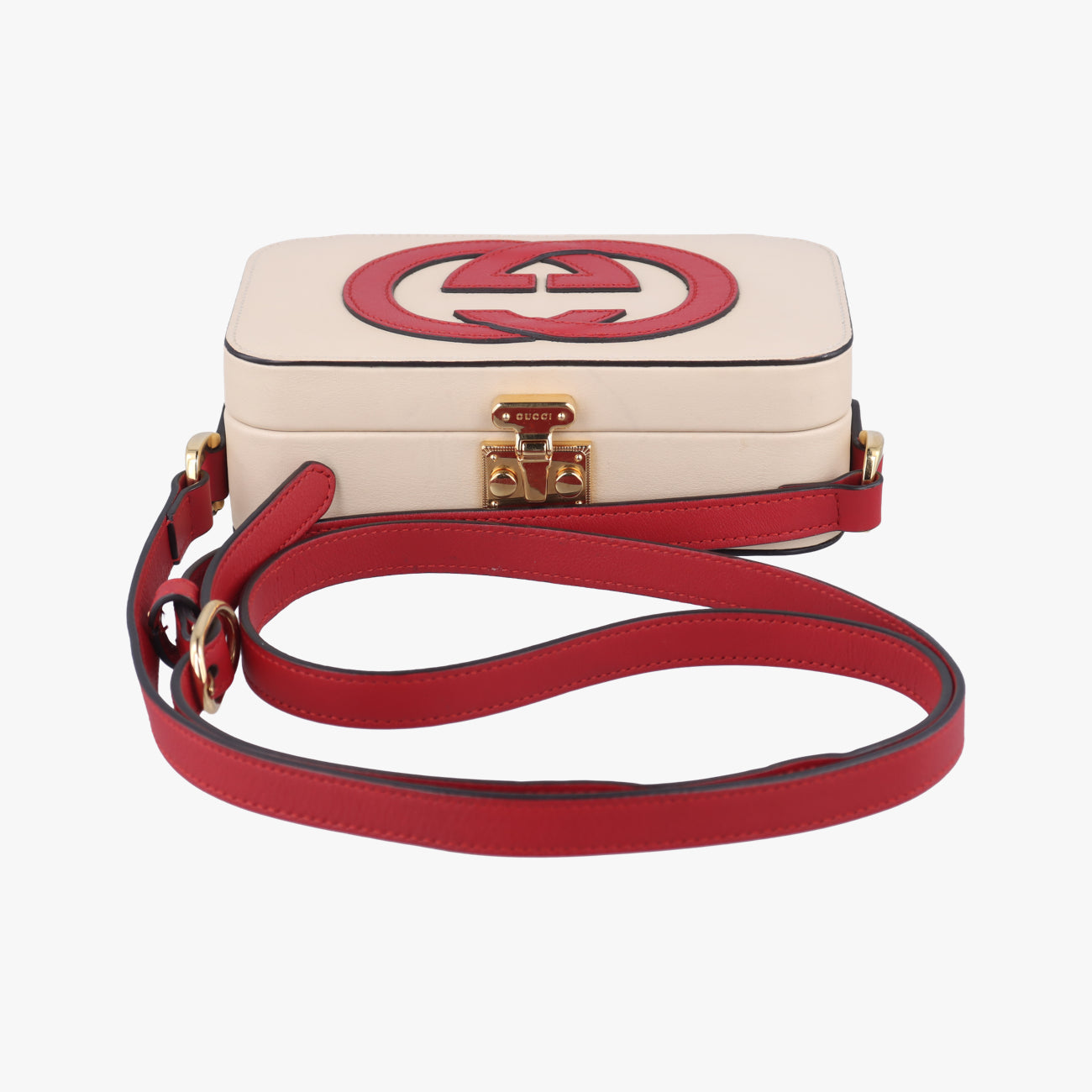 Pre-owned Gucci Interlocking G White×red Leather 658230 shoulderbag | stylenewstar