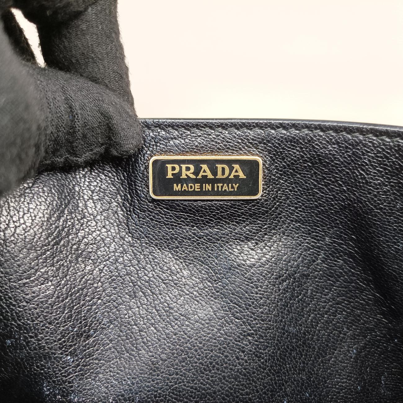 Vintage Prada Cahier Black×white Leather×SAFFIANO Leather 1BD045 shoulderbag | stylenewstar
