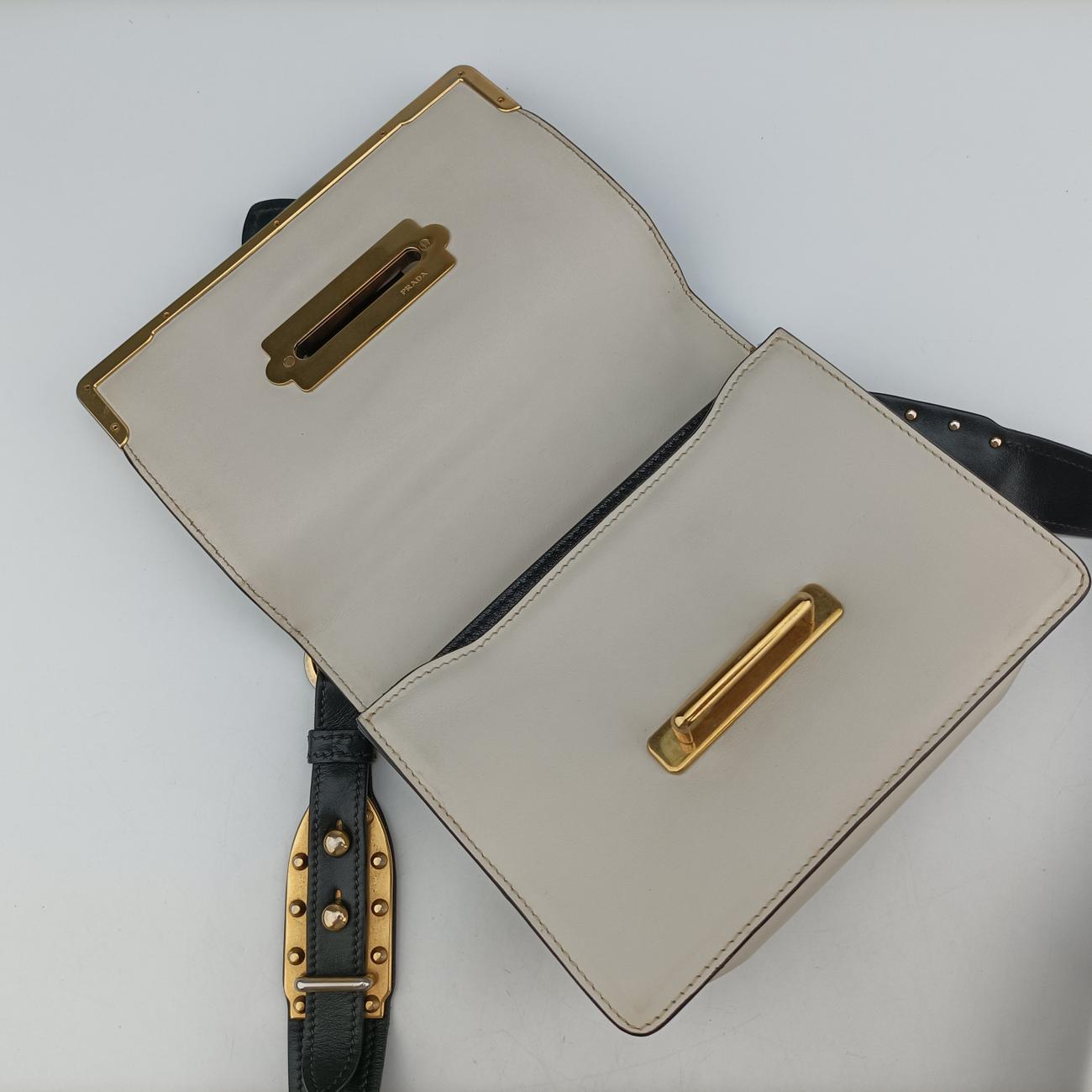 Vintage Prada Cahier Black×white Leather×SAFFIANO Leather 1BD045 shoulderbag | stylenewstar