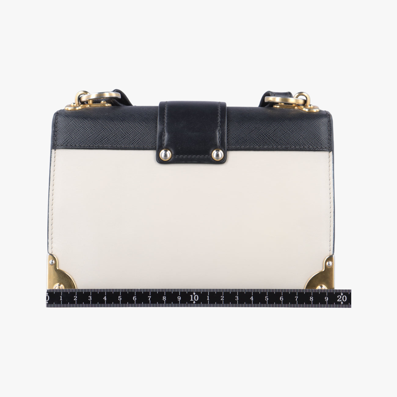 Vintage Prada Cahier Black×white Leather×SAFFIANO Leather 1BD045 shoulderbag | stylenewstar