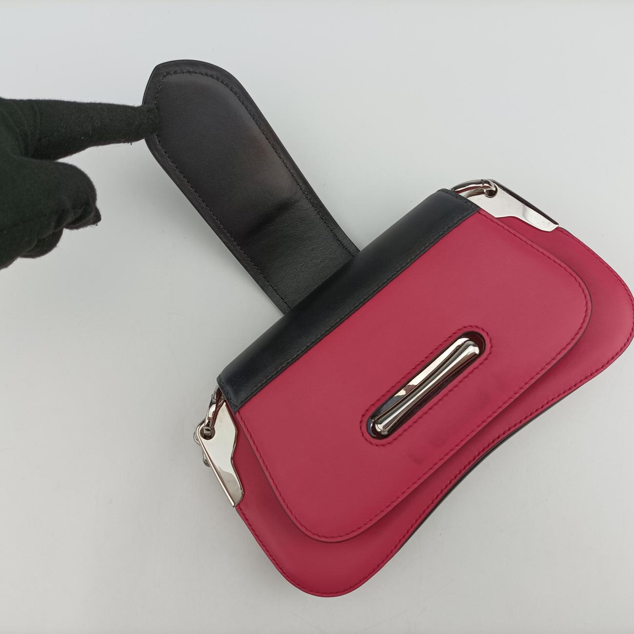 Pre-owned Prada Sidonie Pink×black Leather 1BD168 shoulderbag | stylenewstar