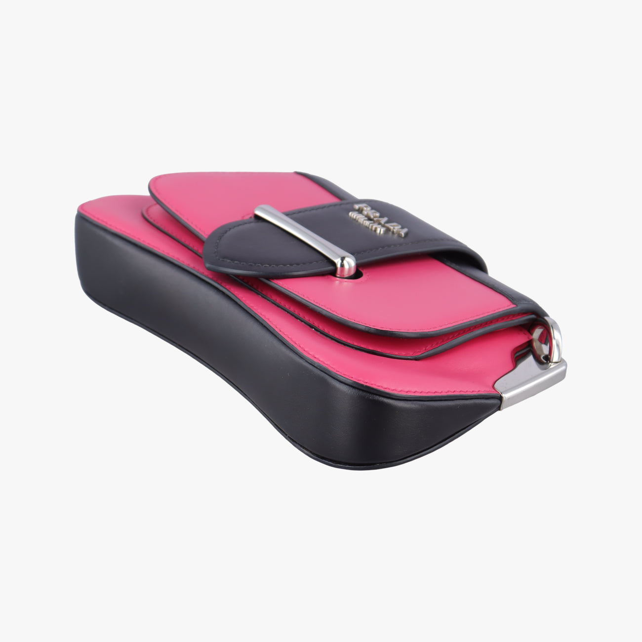 Pre-owned Prada Sidonie Pink×black Leather 1BD168 shoulderbag | stylenewstar