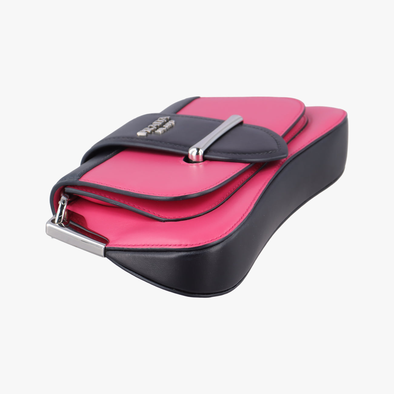 Pre-owned Prada Sidonie Pink×black Leather 1BD168 shoulderbag | stylenewstar