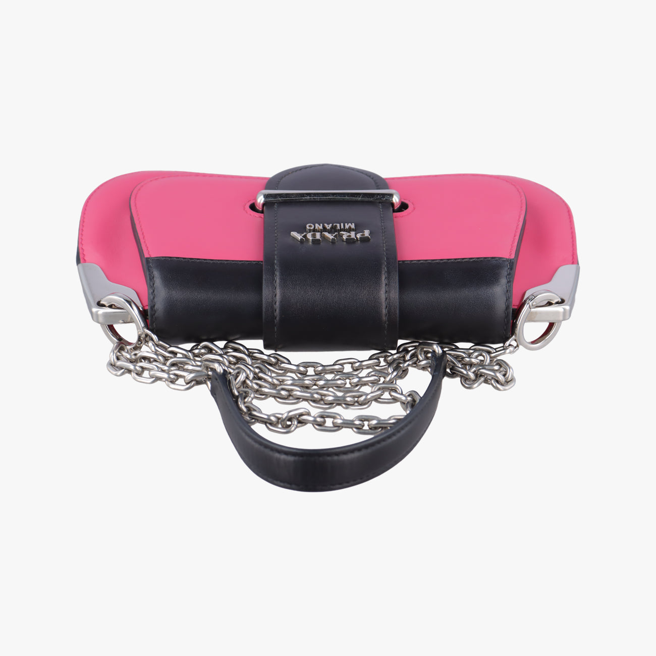 Pre-owned Prada Sidonie Pink×black Leather 1BD168 shoulderbag | stylenewstar