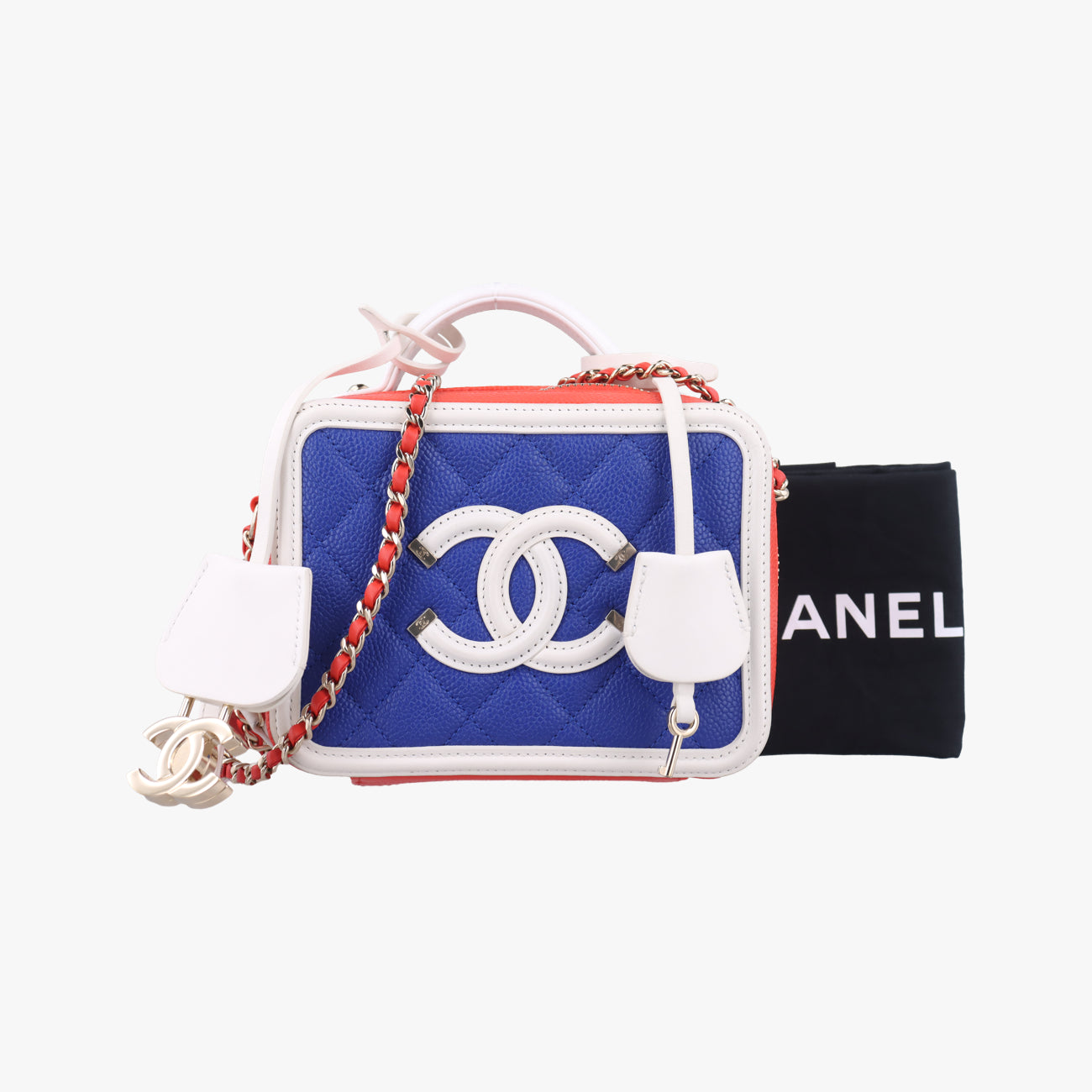 Filigree Vanity Case Blue x Red x White Caviar Leather 26940738