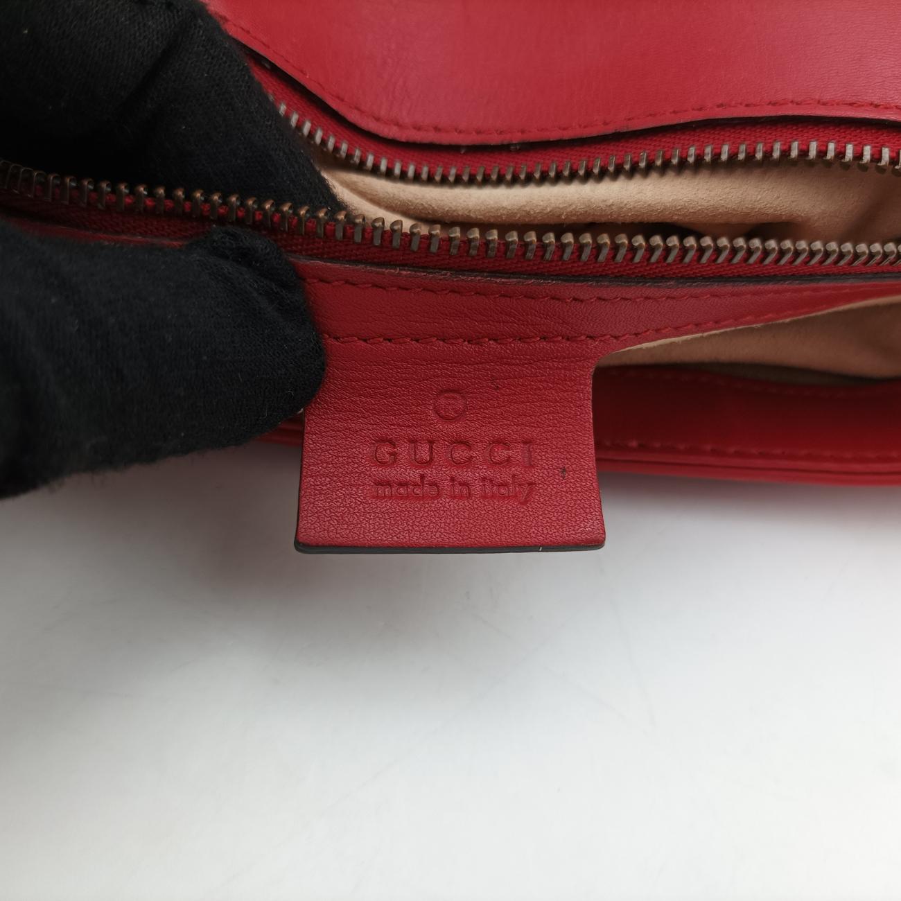 Pre-owned Gucci GG Marmont Red Leather 443496 shoulderbag | stylenewstar