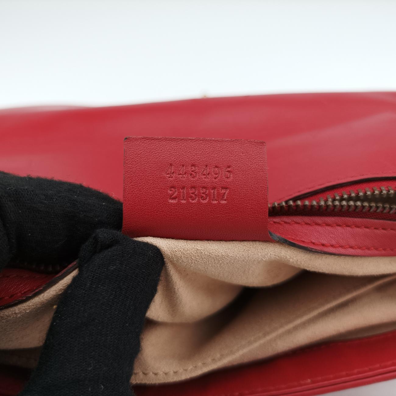 Pre-owned Gucci GG Marmont Red Leather 443496 shoulderbag | stylenewstar