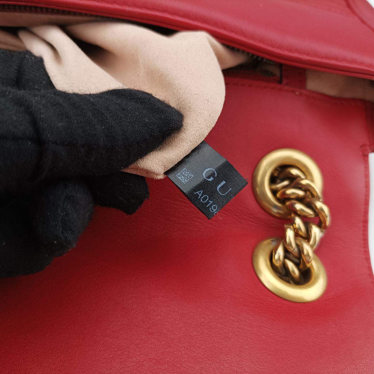 Pre-owned Gucci GG Marmont Red Leather 443496 shoulderbag | stylenewstar