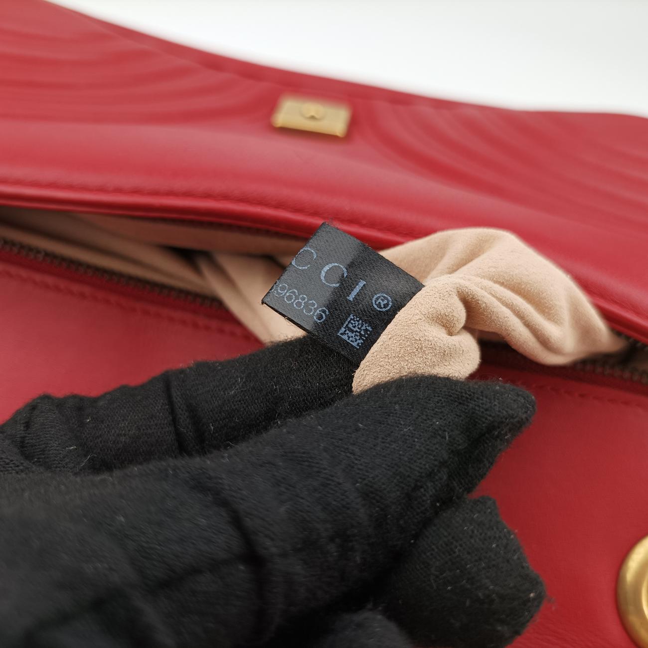 Pre-owned Gucci GG Marmont Red Leather 443496 shoulderbag | stylenewstar