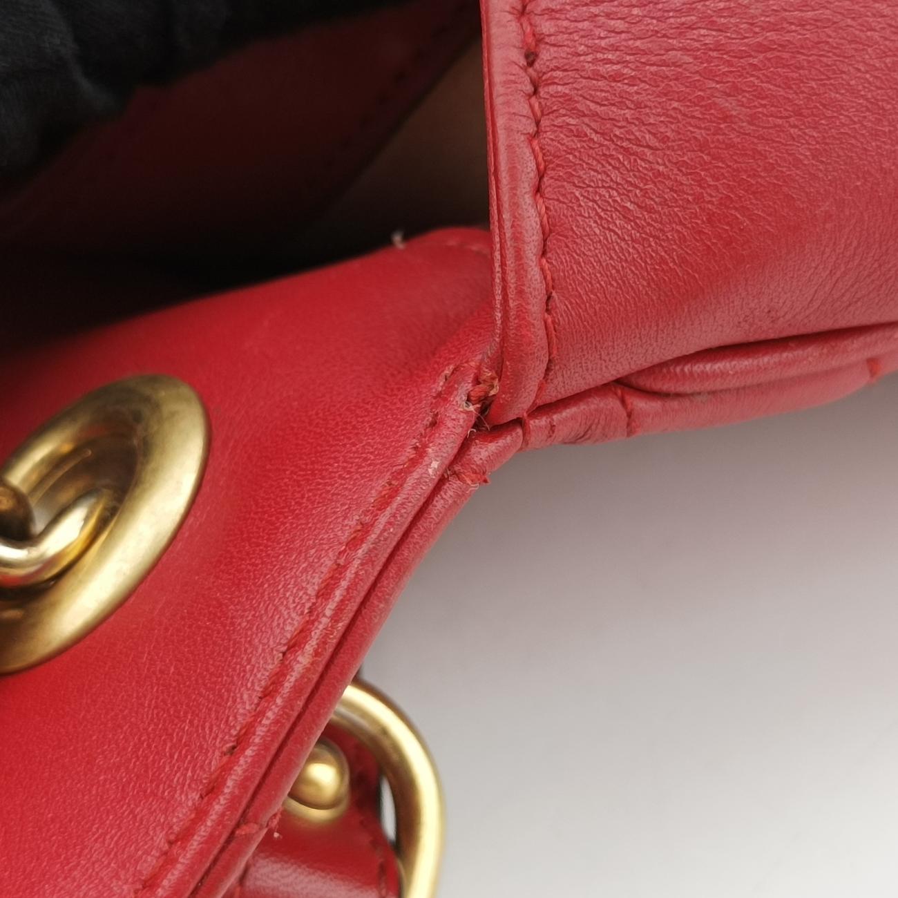 Pre-owned Gucci GG Marmont Red Leather 443496 shoulderbag | stylenewstar