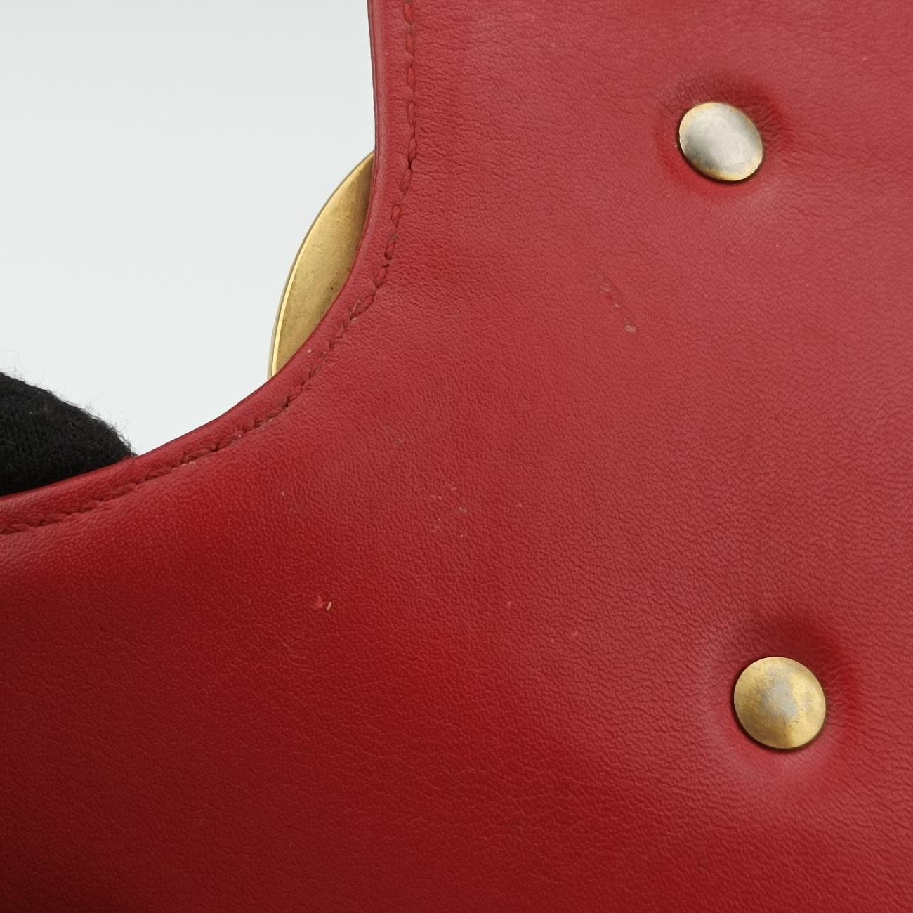 Pre-owned Gucci GG Marmont Red Leather 443496 shoulderbag | stylenewstar