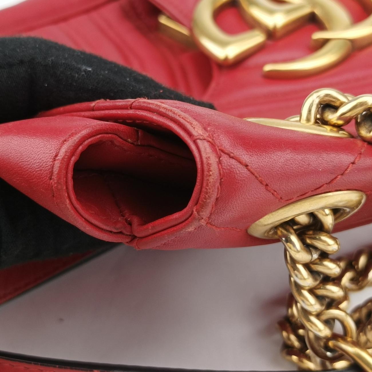 Pre-owned Gucci GG Marmont Red Leather 443496 shoulderbag | stylenewstar