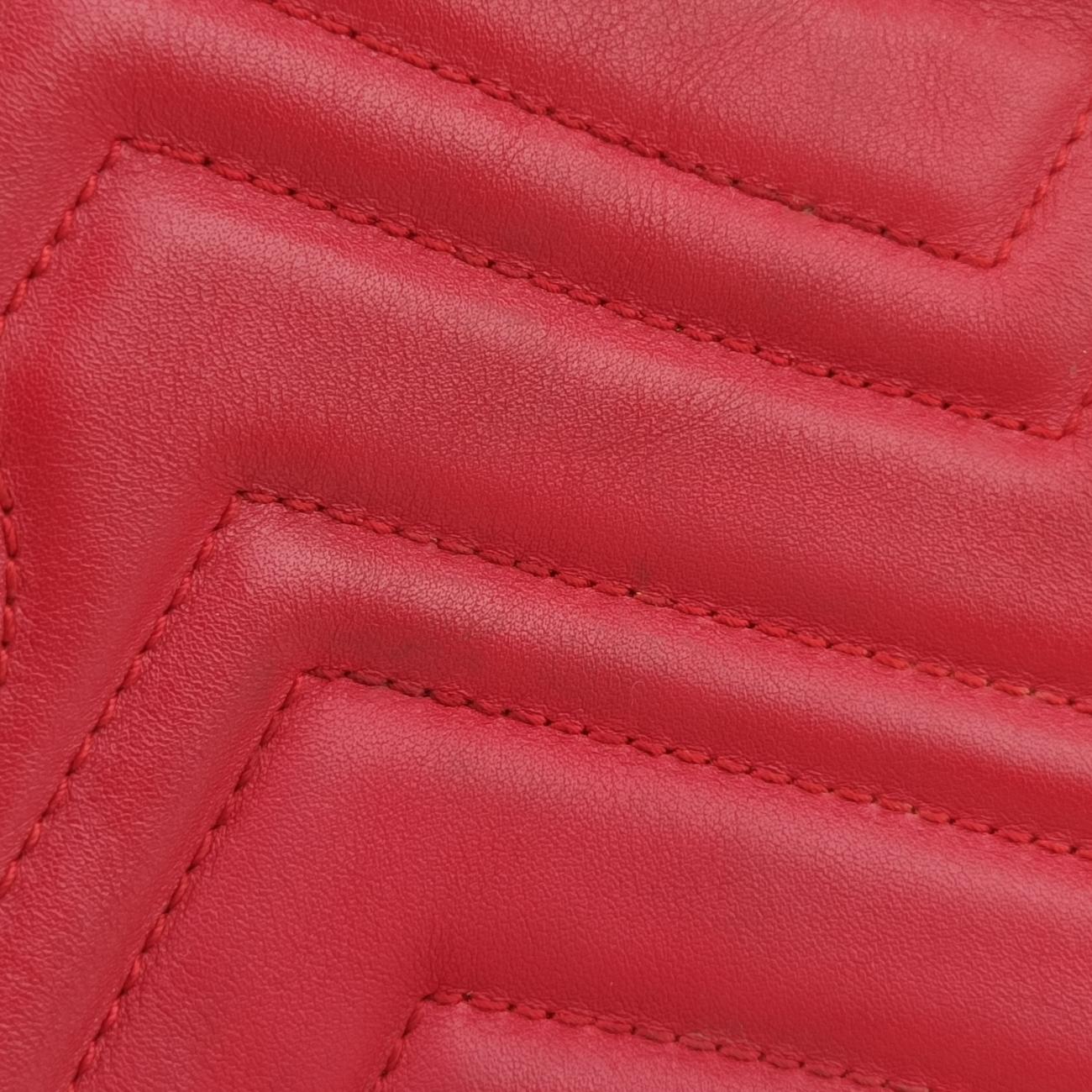 Pre-owned Gucci GG Marmont Red Leather 443496 shoulderbag | stylenewstar