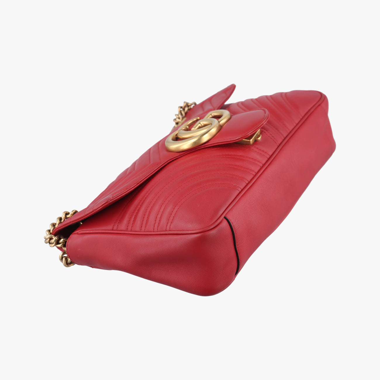 Pre-owned Gucci GG Marmont Red Leather 443496 shoulderbag | stylenewstar