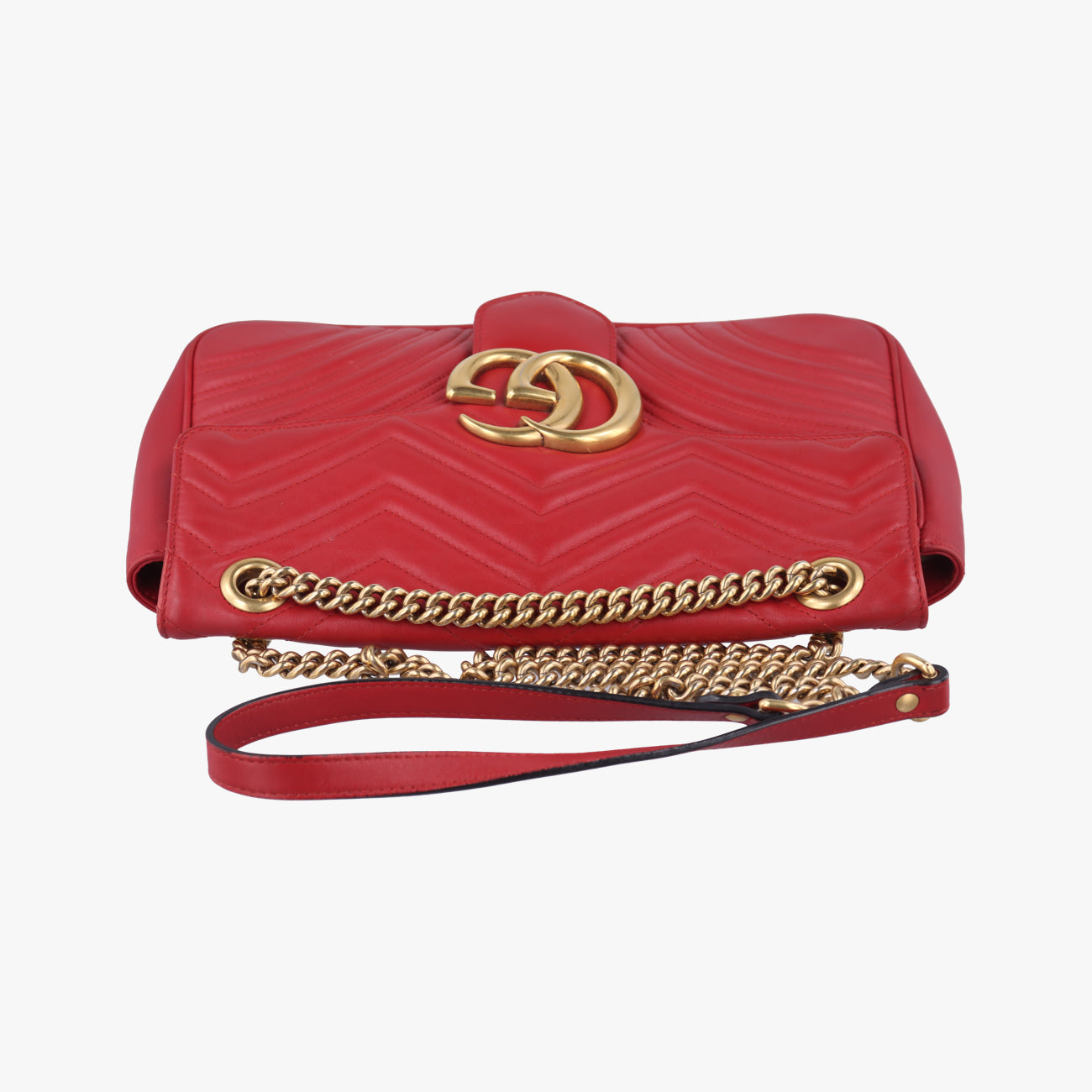Pre-owned Gucci GG Marmont Red Leather 443496 shoulderbag | stylenewstar
