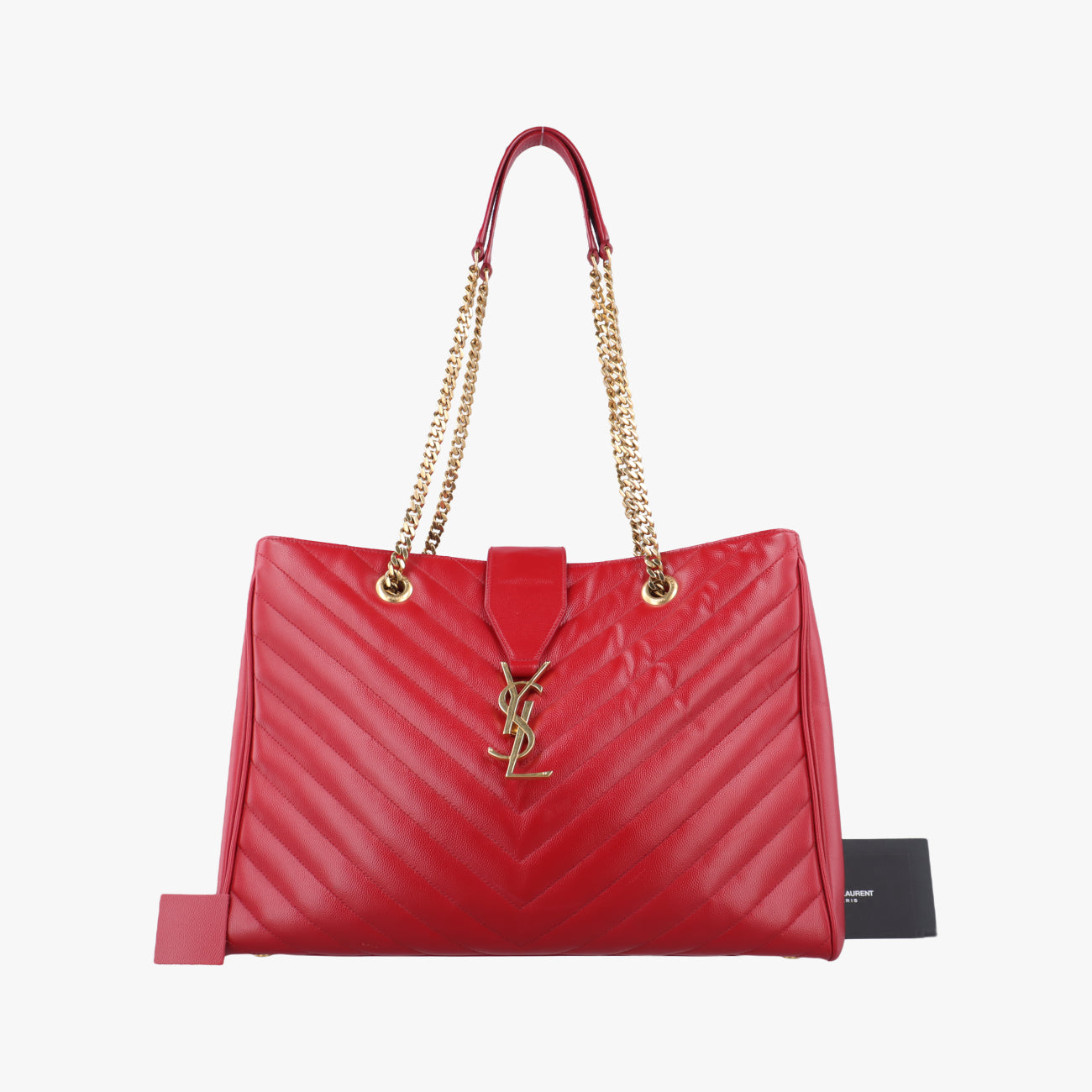 Pre-owned Yves Saint Laurent Monogram Chain Tote Bag Red Leather 342022 shoulderbag | stylenewstar