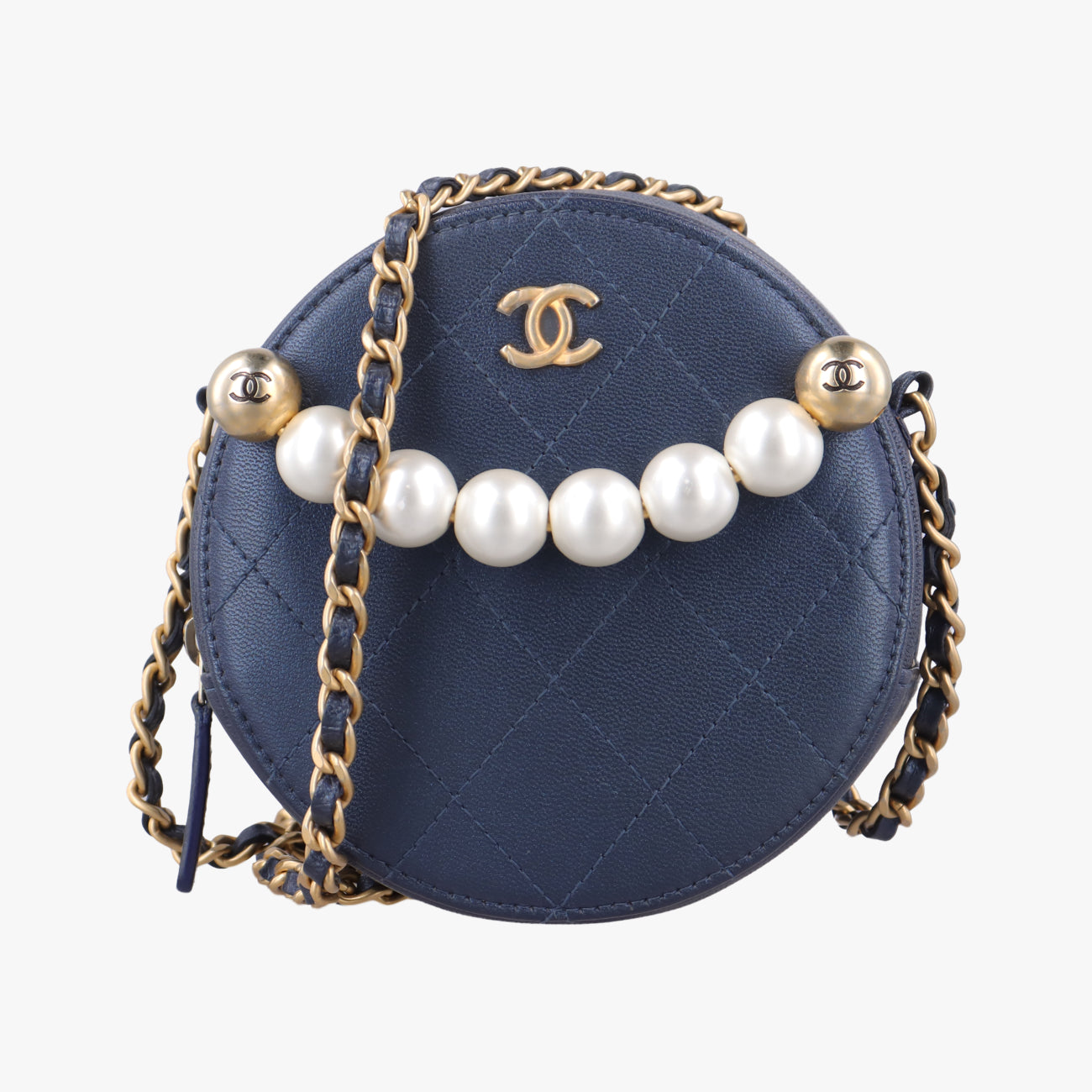 Round Pearls Navy lambskin 29212582