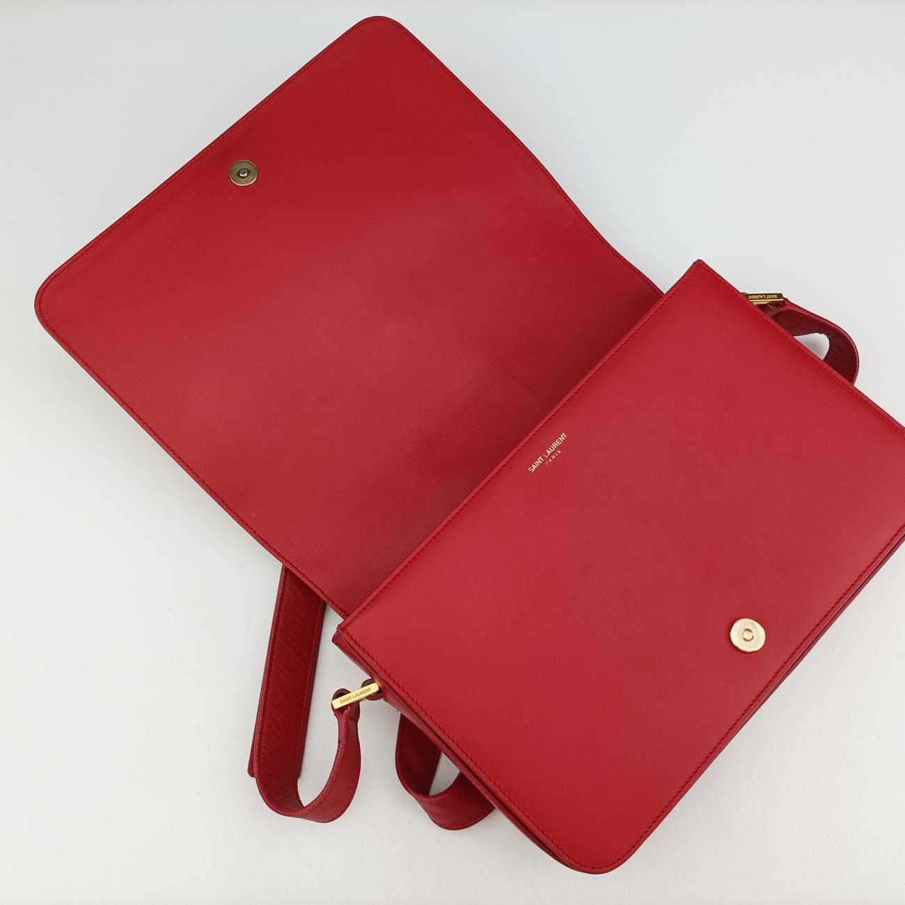 Vintage Yves Saint Laurent Universite Red Leather 357403 shoulderbag | stylenewstar