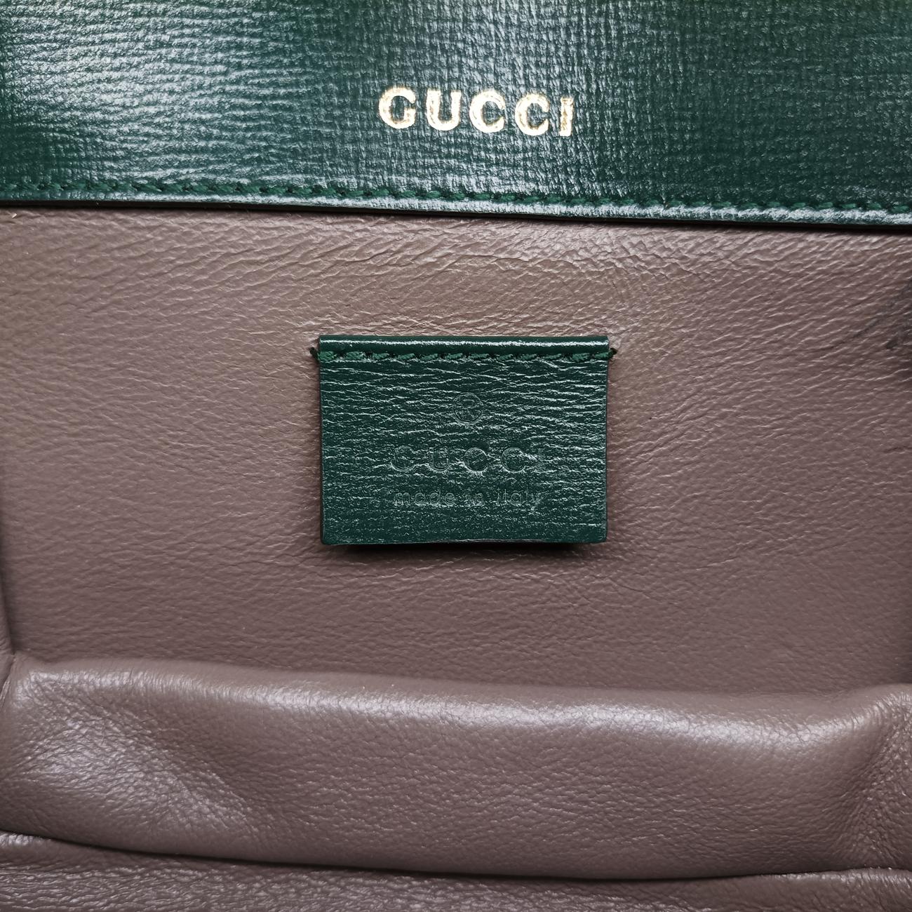 Pre-owned Gucci Sylvie 1969 Mini Green Leather 615965 shoulderbag | stylenewstar