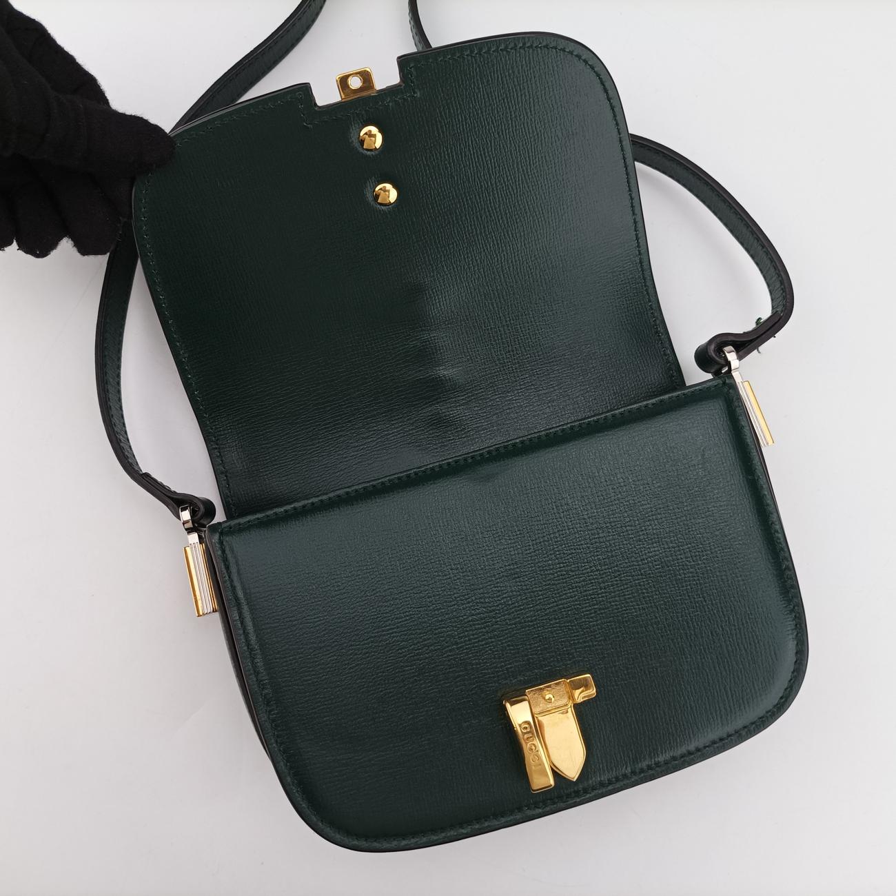 Pre-owned Gucci Sylvie 1969 Mini Green Leather 615965 shoulderbag | stylenewstar
