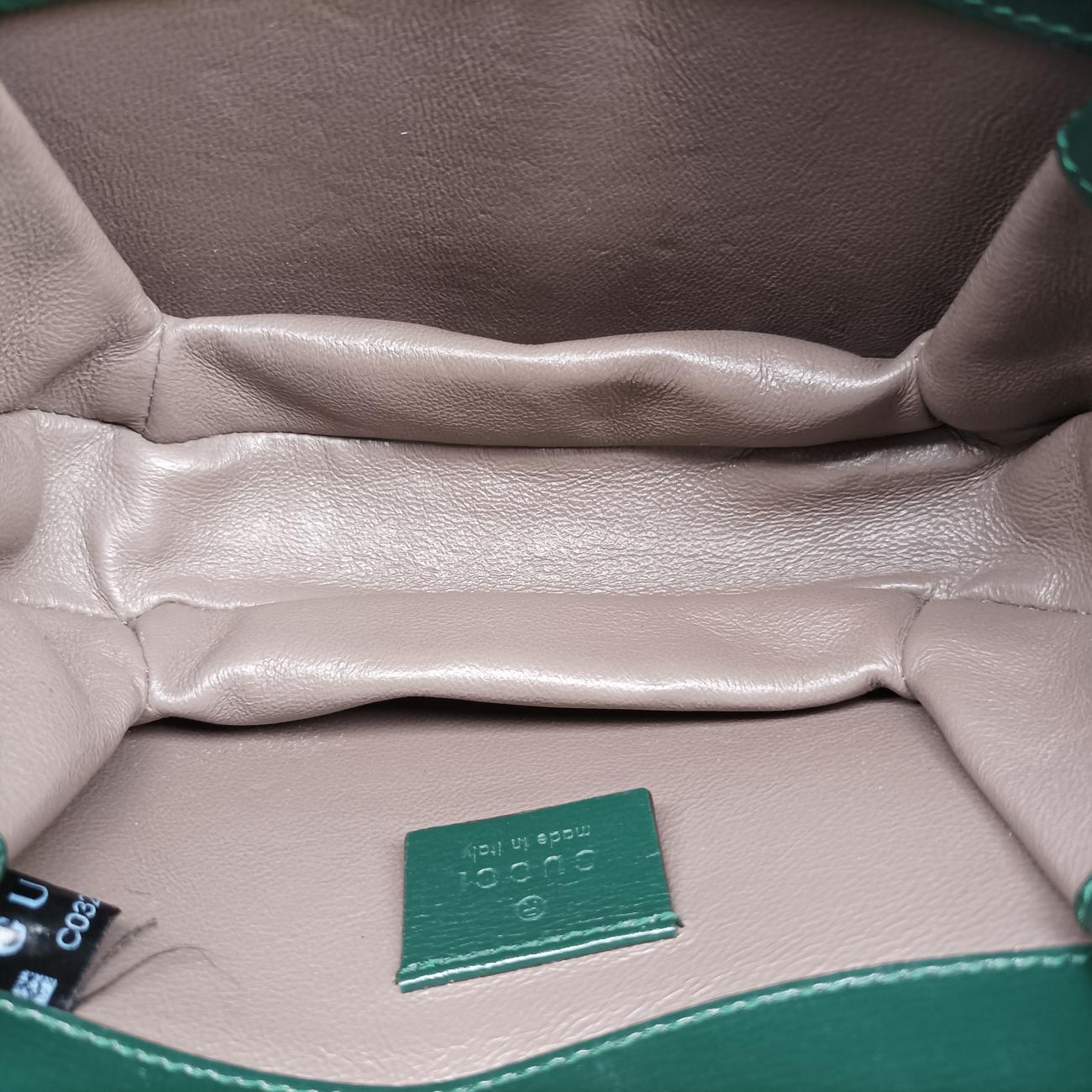 Pre-owned Gucci Sylvie 1969 Mini Green Leather 615965 shoulderbag | stylenewstar