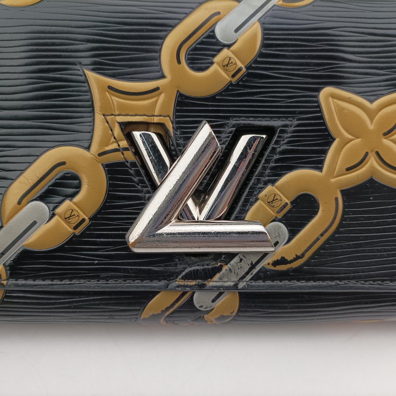 Pre-owned Louis Vuitton Chain Flower Print Twist Chain Black x White x Yellow Epi M67226 shoulderbag | stylenewstar