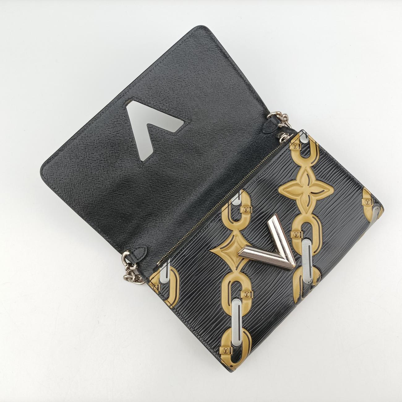 Pre-owned Louis Vuitton Chain Flower Print Twist Chain Black x White x Yellow Epi M67226 shoulderbag | stylenewstar