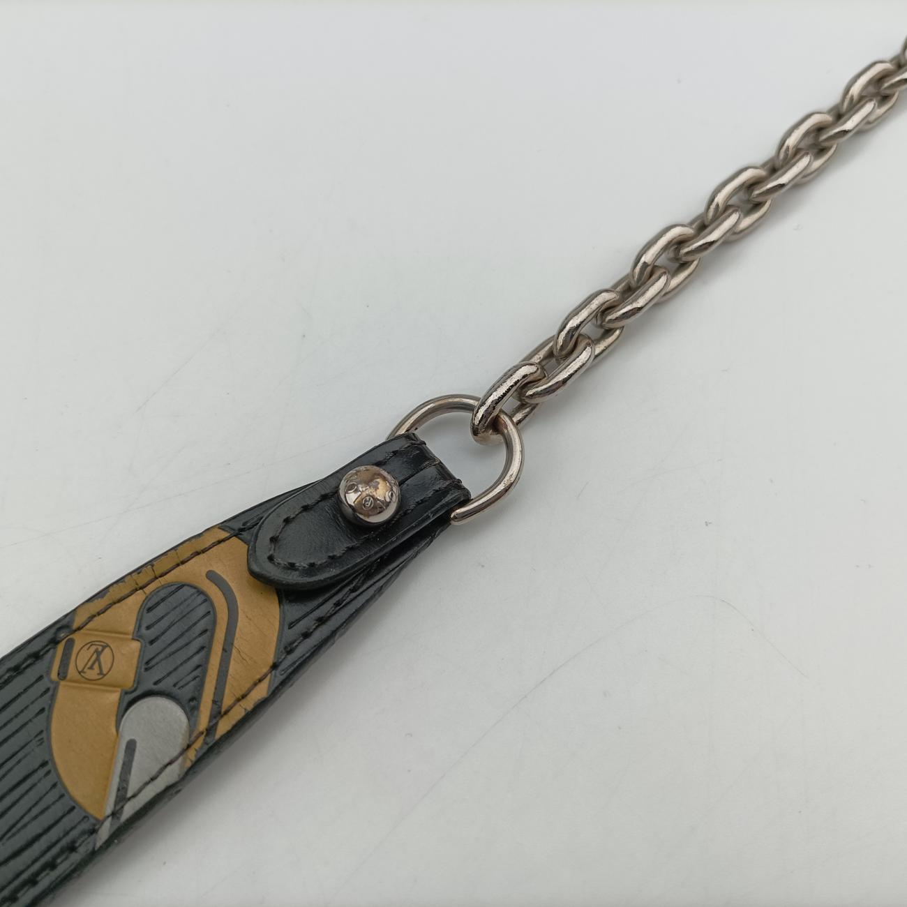 Pre-owned Louis Vuitton Chain Flower Print Twist Chain Black x White x Yellow Epi M67226 shoulderbag | stylenewstar