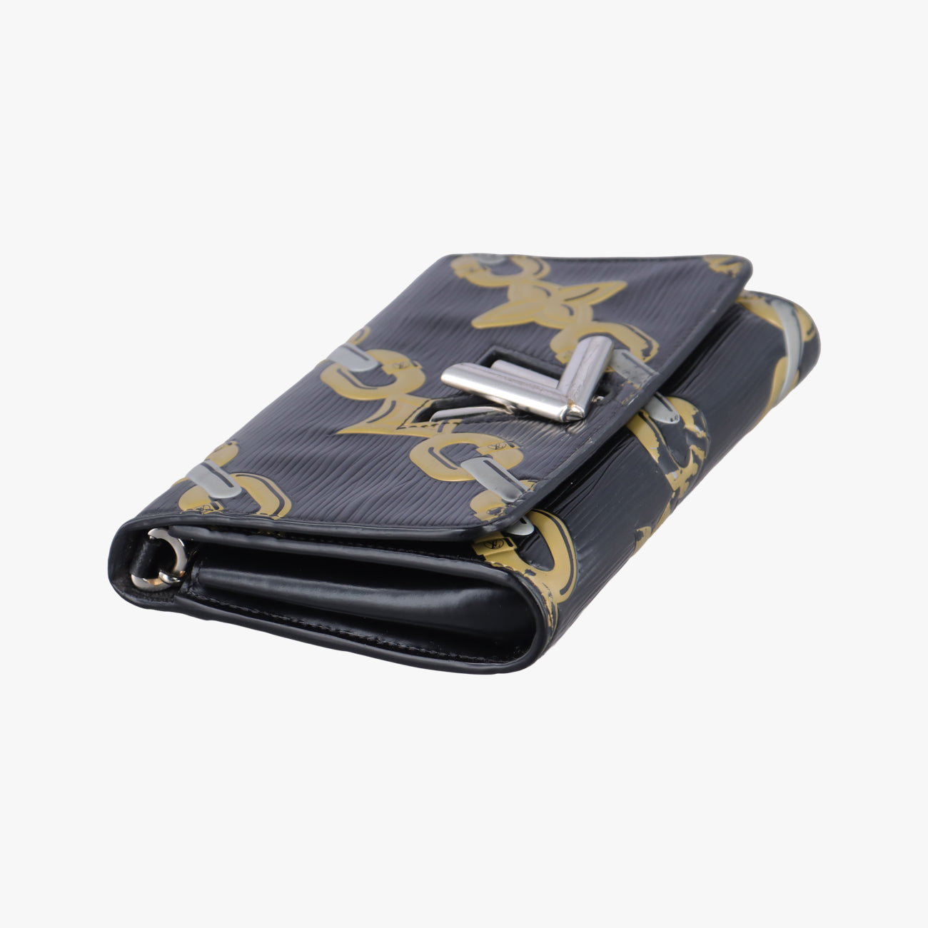 Pre-owned Louis Vuitton Chain Flower Print Twist Chain Black x White x Yellow Epi M67226 shoulderbag | stylenewstar