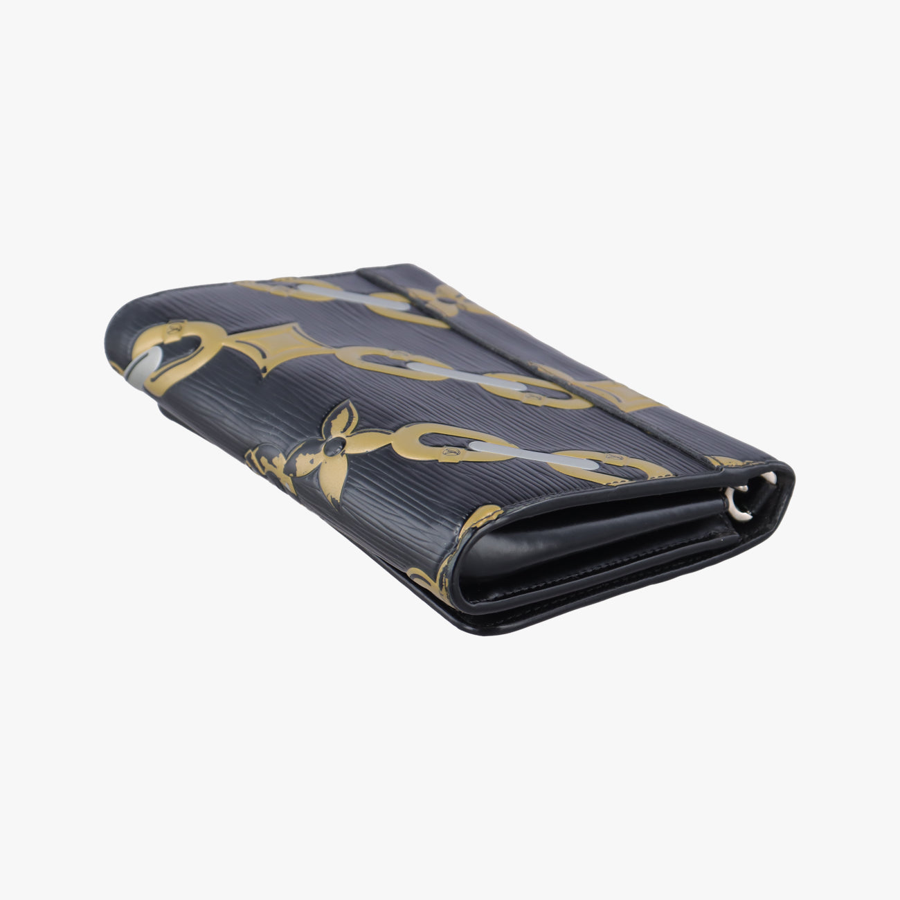 Pre-owned Louis Vuitton Chain Flower Print Twist Chain Black x White x Yellow Epi M67226 shoulderbag | stylenewstar