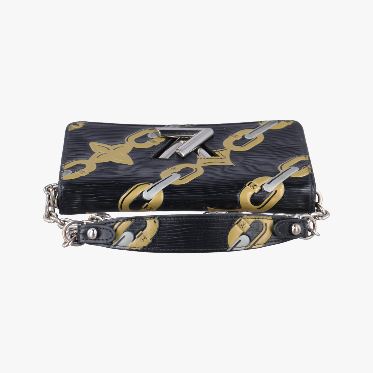 Pre-owned Louis Vuitton Chain Flower Print Twist Chain Black x White x Yellow Epi M67226 shoulderbag | stylenewstar