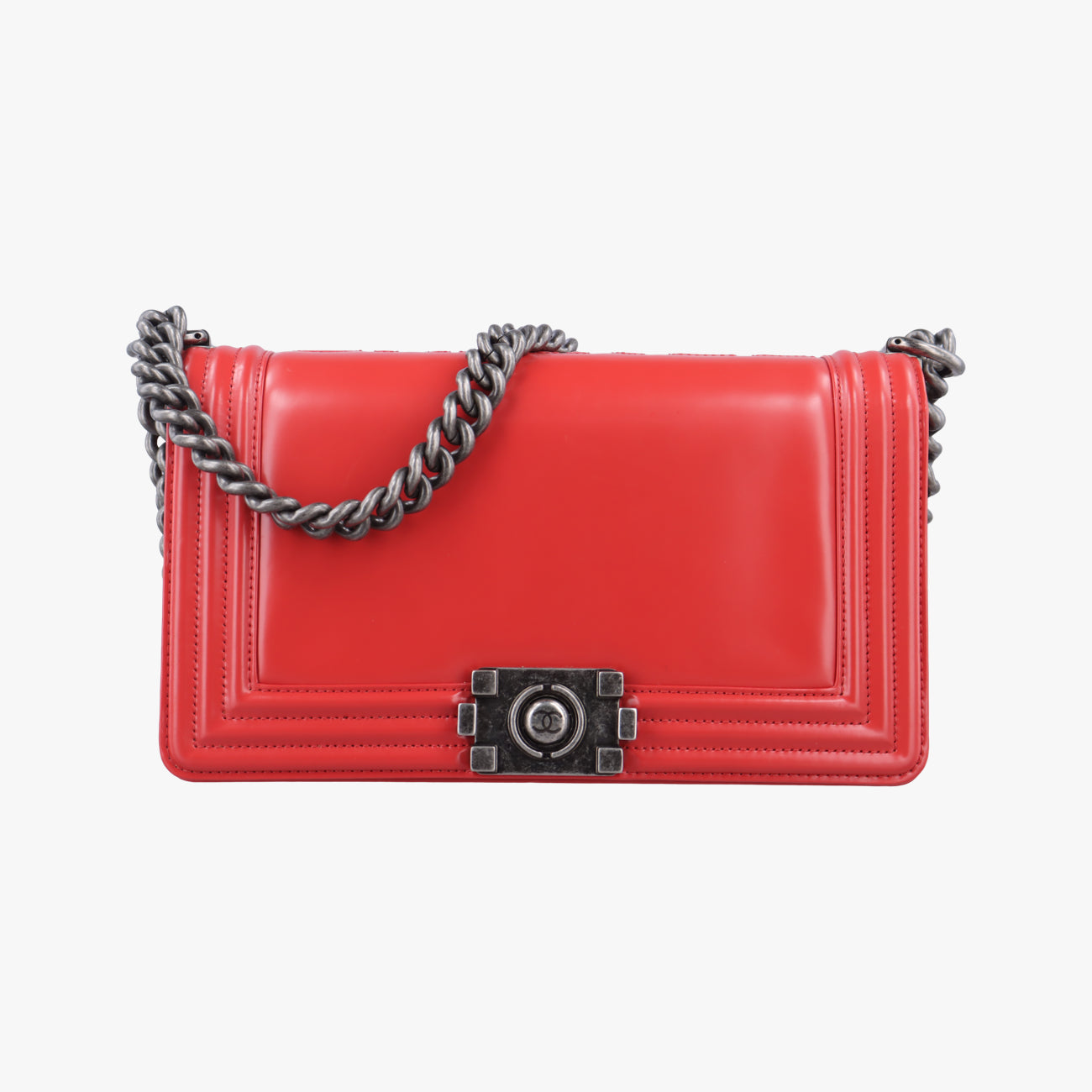 Vintage Chanel BOY CHANEL Red Leather A67086 shoulderbag | stylenewstar