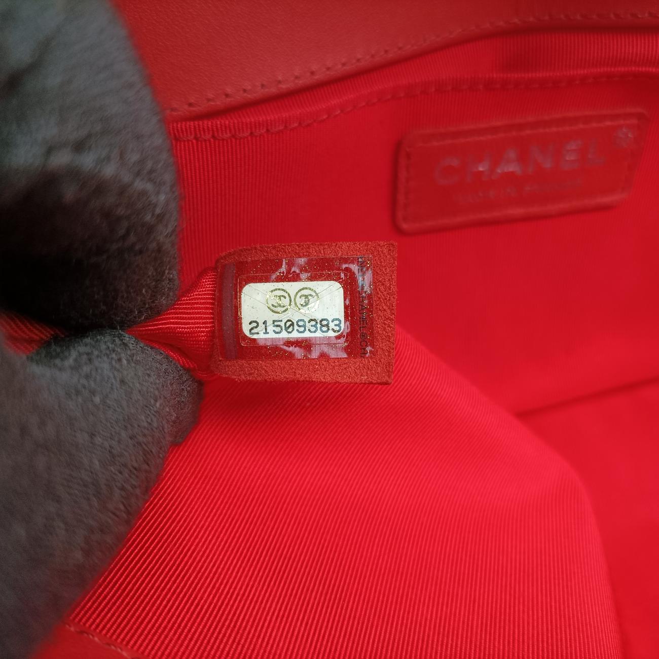 Vintage Chanel BOY CHANEL Red Leather A67086 shoulderbag | stylenewstar