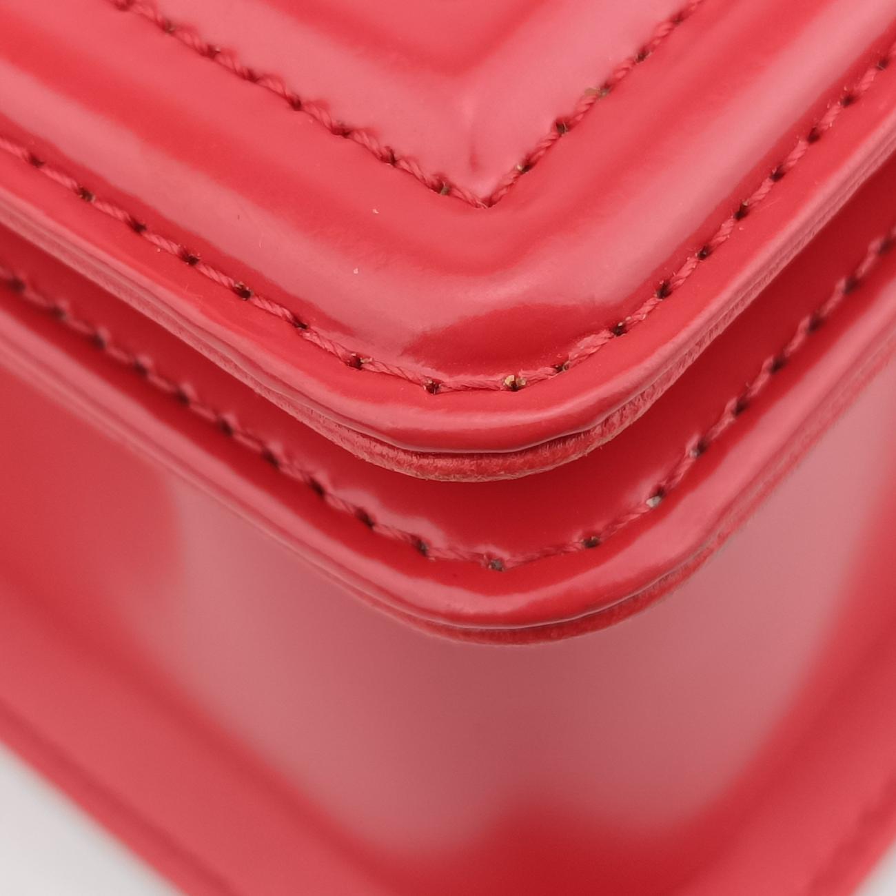 Vintage Chanel BOY CHANEL Red Leather A67086 shoulderbag | stylenewstar