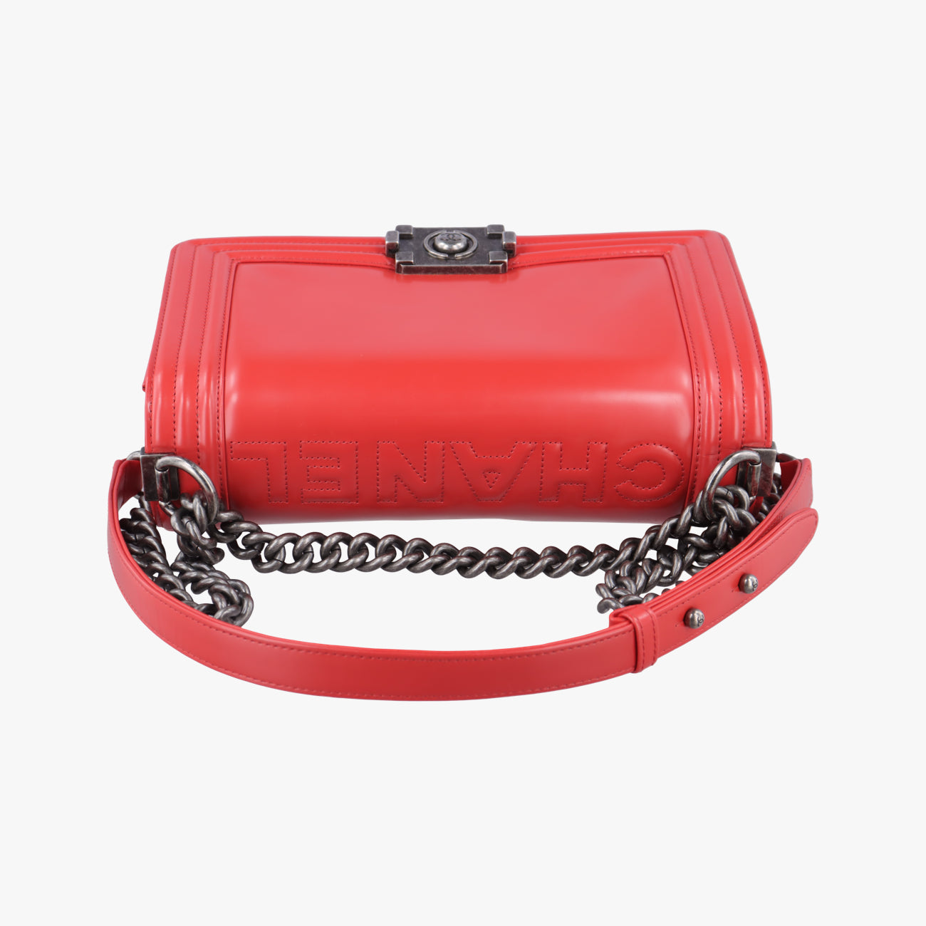Vintage Chanel BOY CHANEL Red Leather A67086 shoulderbag | stylenewstar