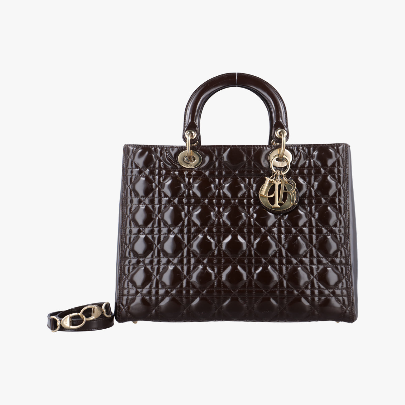 Vintage Christian Dior Lady Dior brownish red Patent  shoulderbag | stylenewstar