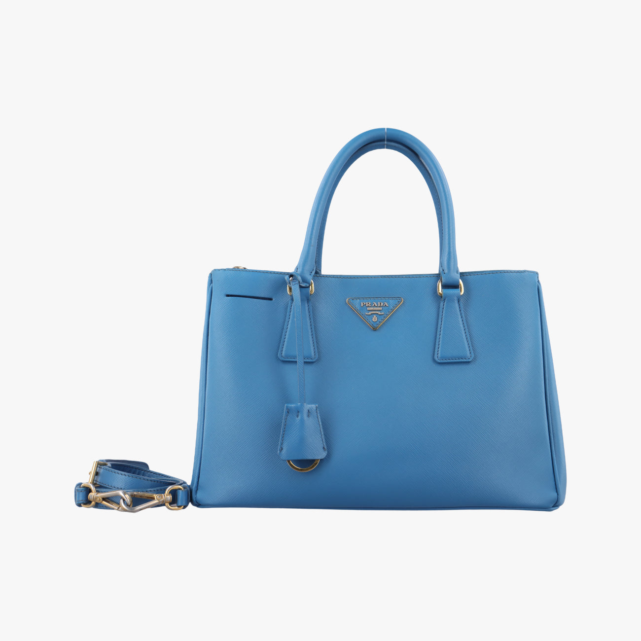 Pre-owned Prada Galleria Blue SAFFIANO Leather BN1801 shoulderbag | stylenewstar