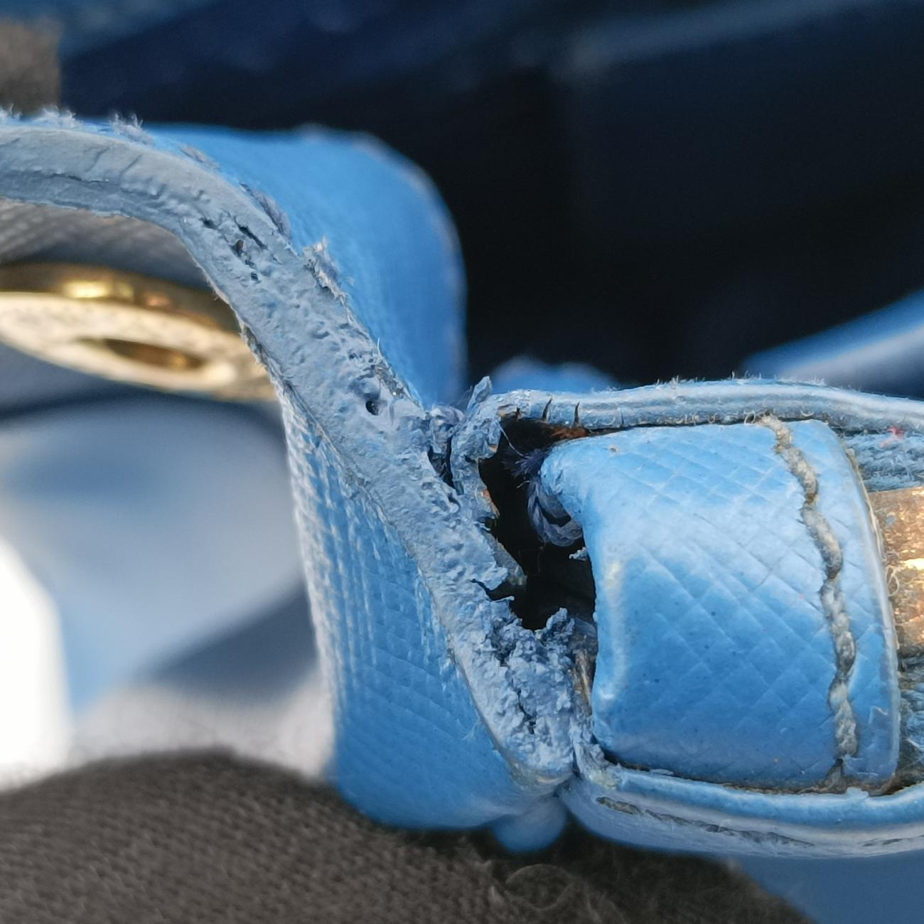 Pre-owned Prada Galleria Blue SAFFIANO Leather BN1801 shoulderbag | stylenewstar