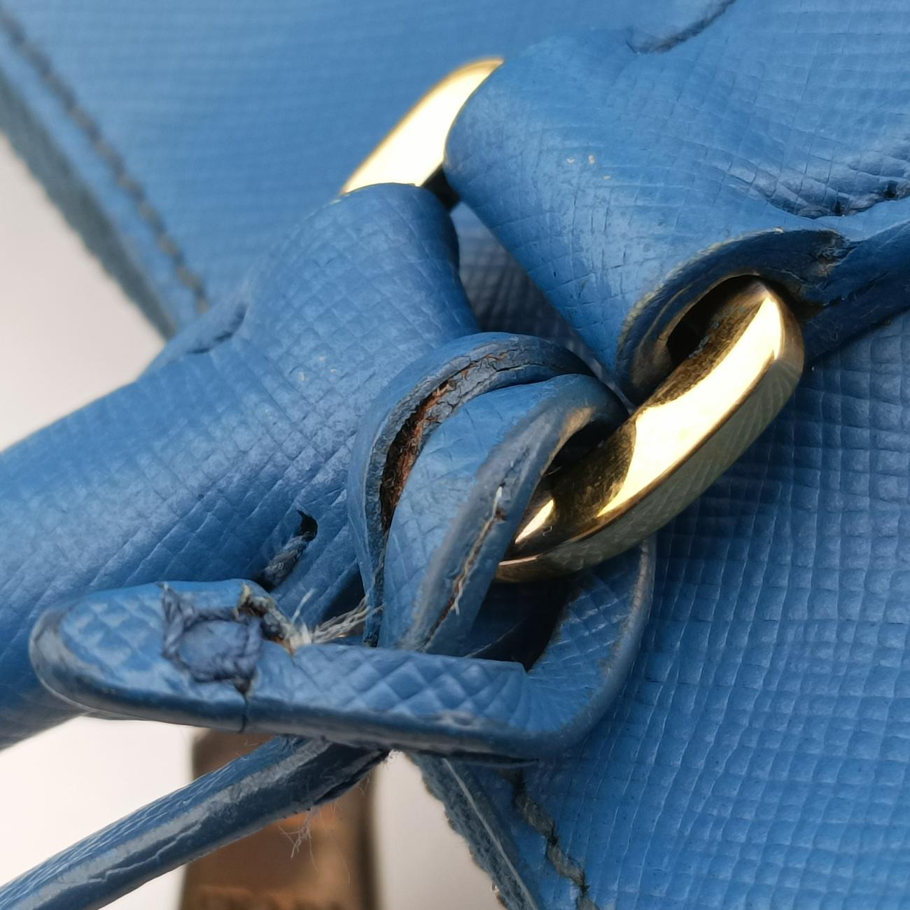 Pre-owned Prada Galleria Blue SAFFIANO Leather BN1801 shoulderbag | stylenewstar