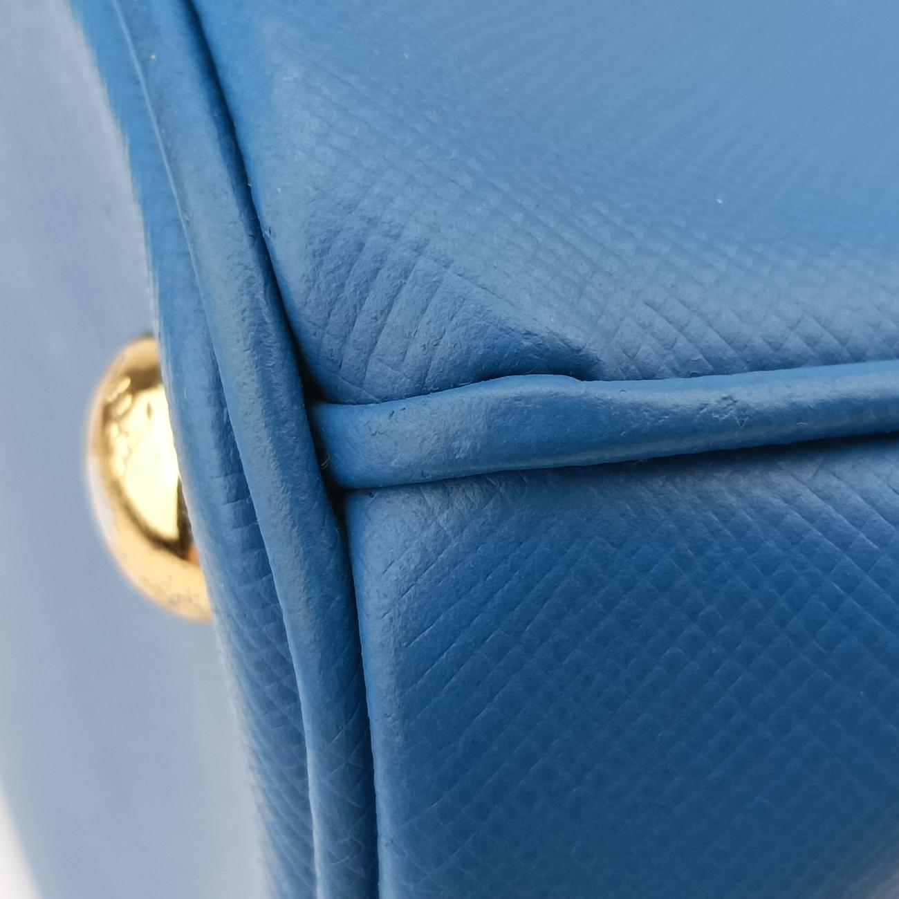 Pre-owned Prada Galleria Blue SAFFIANO Leather BN1801 shoulderbag | stylenewstar